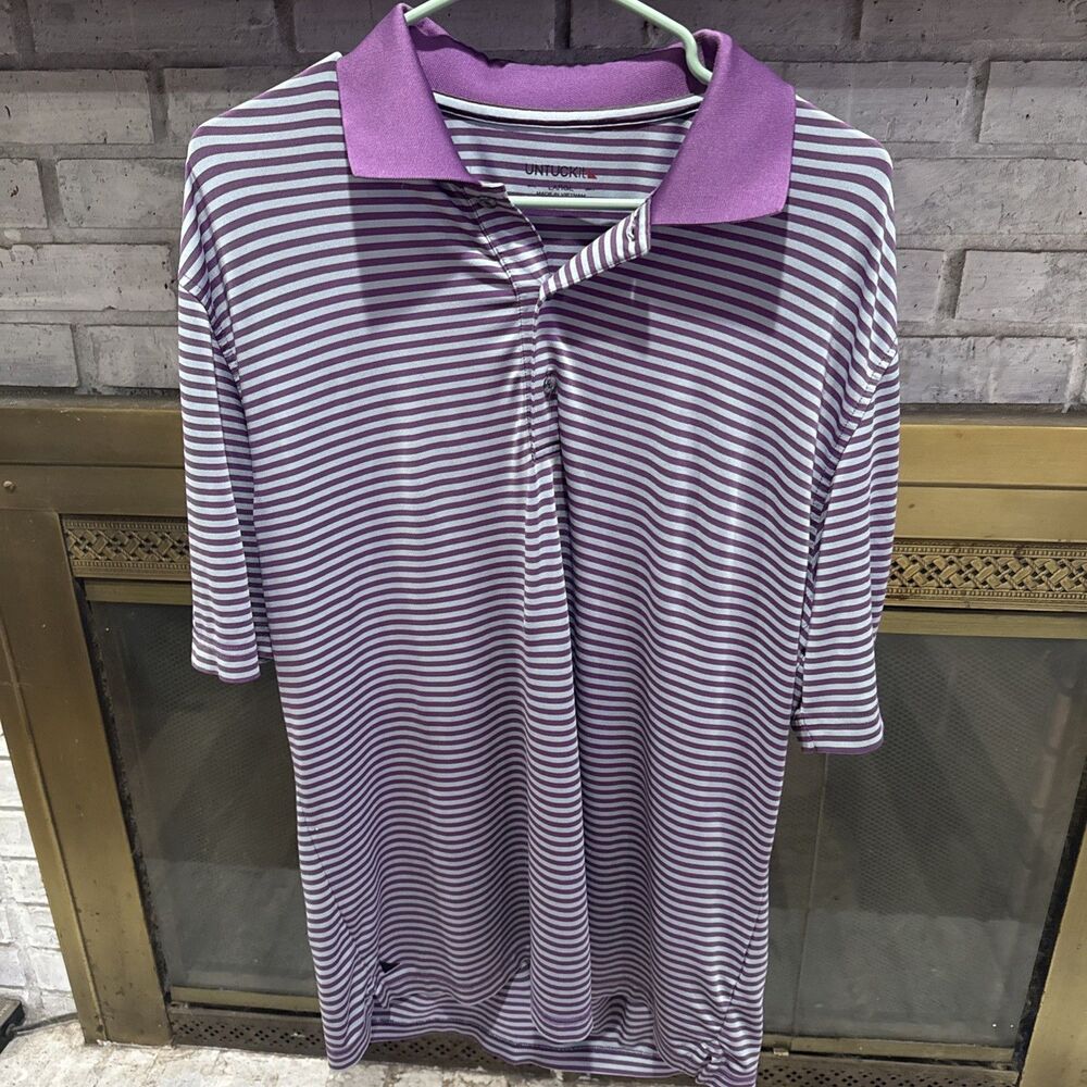UNTUCKit Men's Large Purple Short Sleeve Polo Shirt Casual